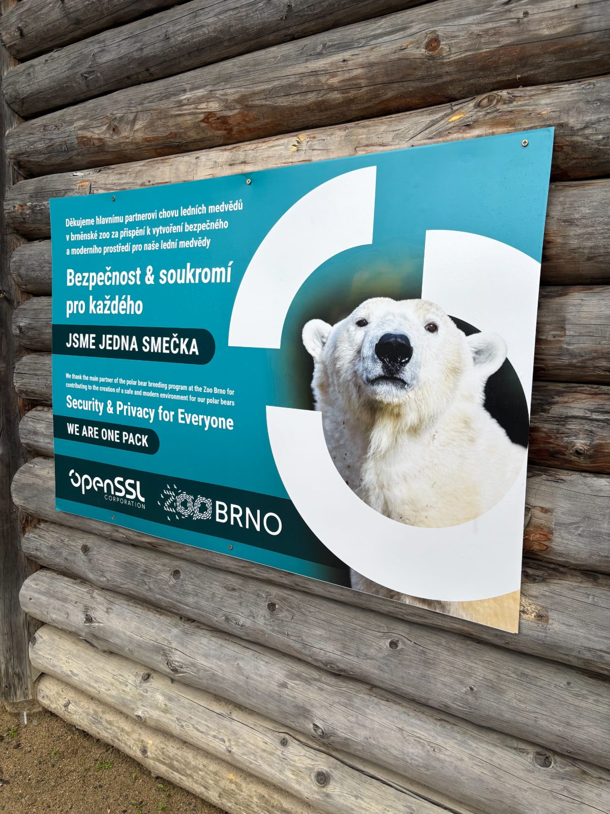 Thank you banner from ZOO Brno to the OpenSSL Corporation