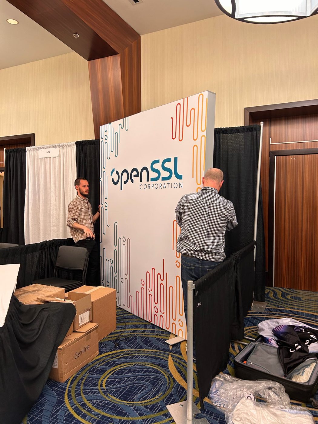 Raising the OpenSSL backdrop panel into position
